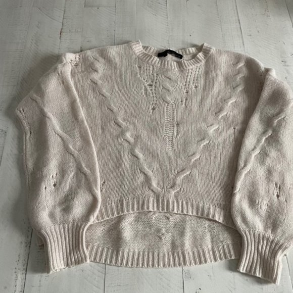 360 Cashmere Lea Distressed Cream Sweater Size XS - Picture 2 of 5